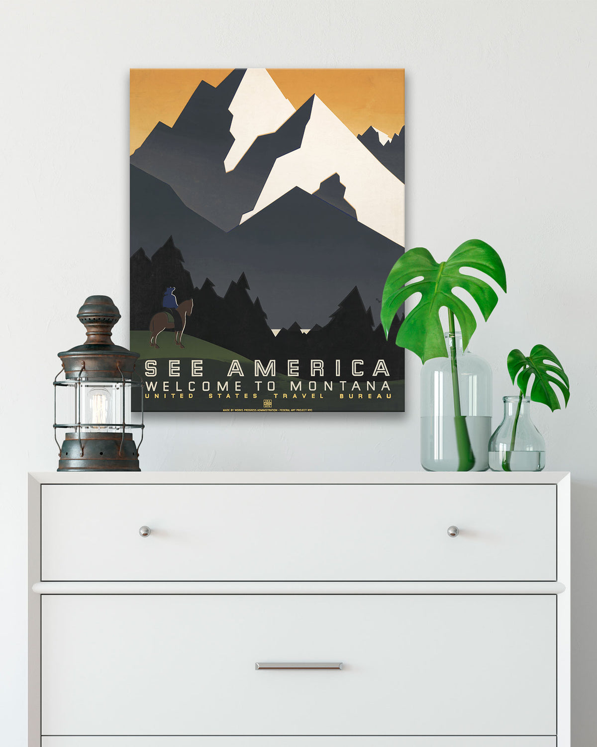 See America WPA Poster art for bedroom - Montana Mountains