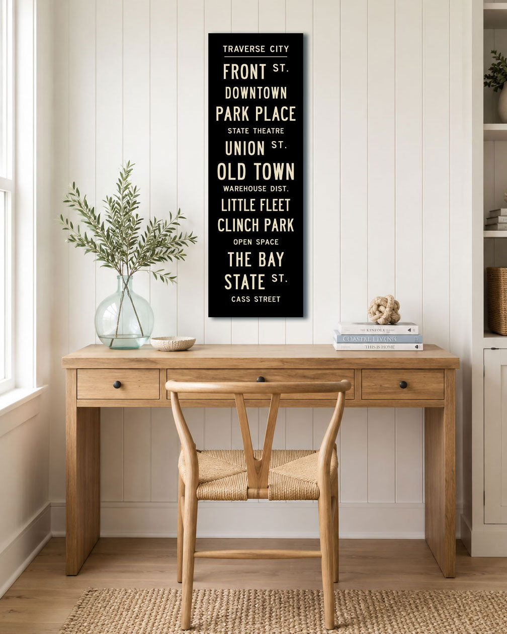 Traverse City Subway Sign hanging in a cottage style room