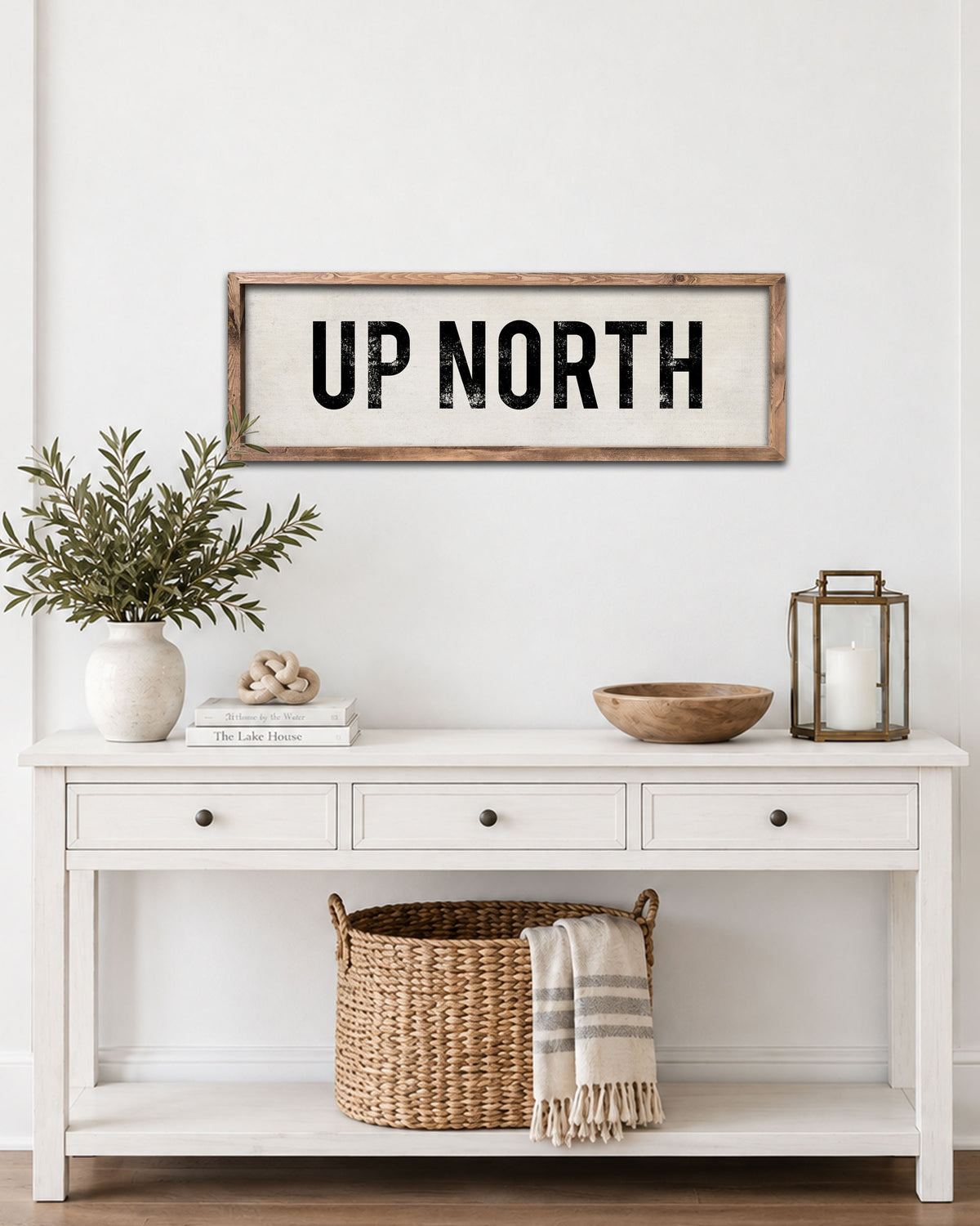 Wooden Up North Sign, modern farmhouse wall art