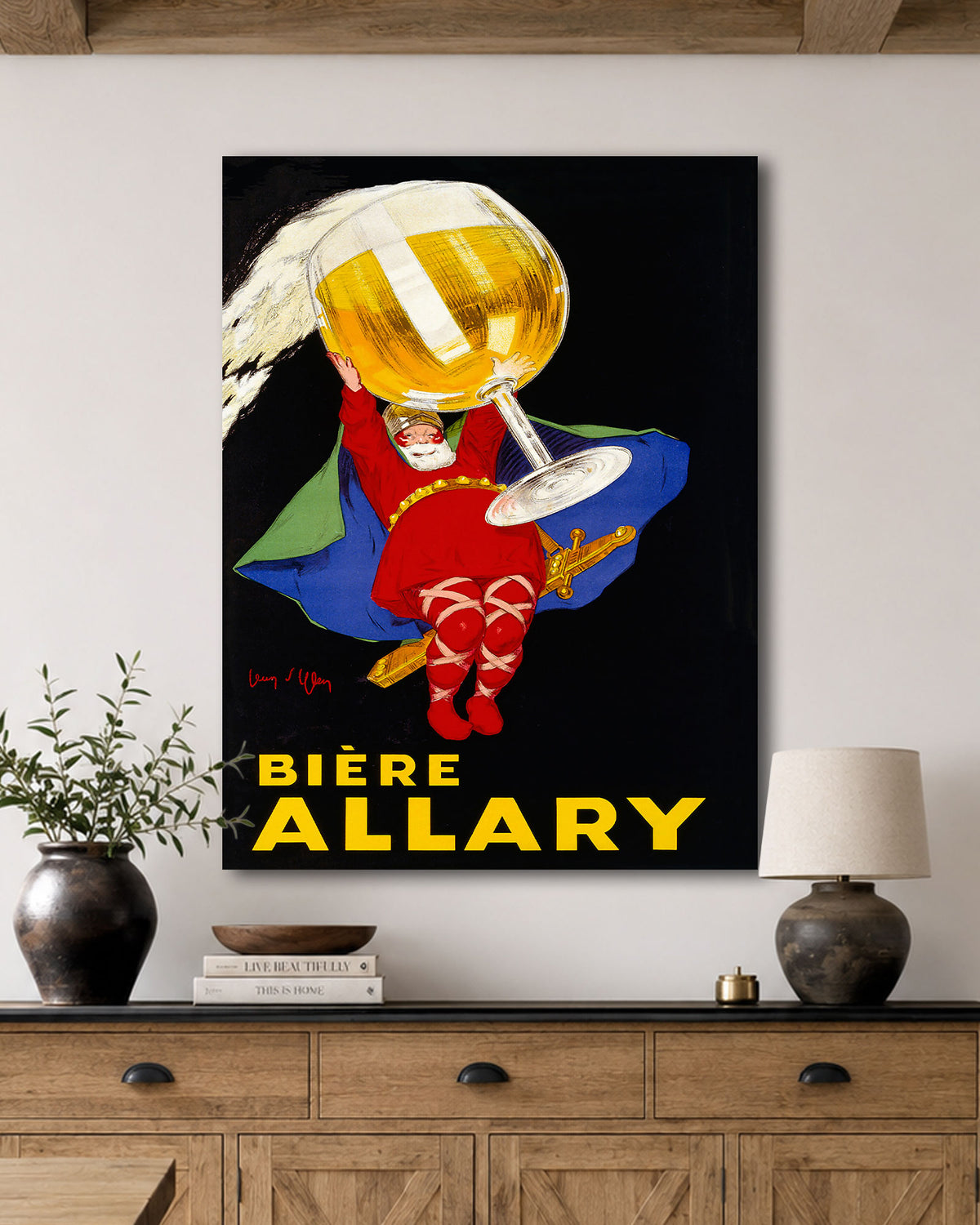 Vintage Biere Allary Poster by Leonetto Cappiello - Oversized Canvas wall art for dining room