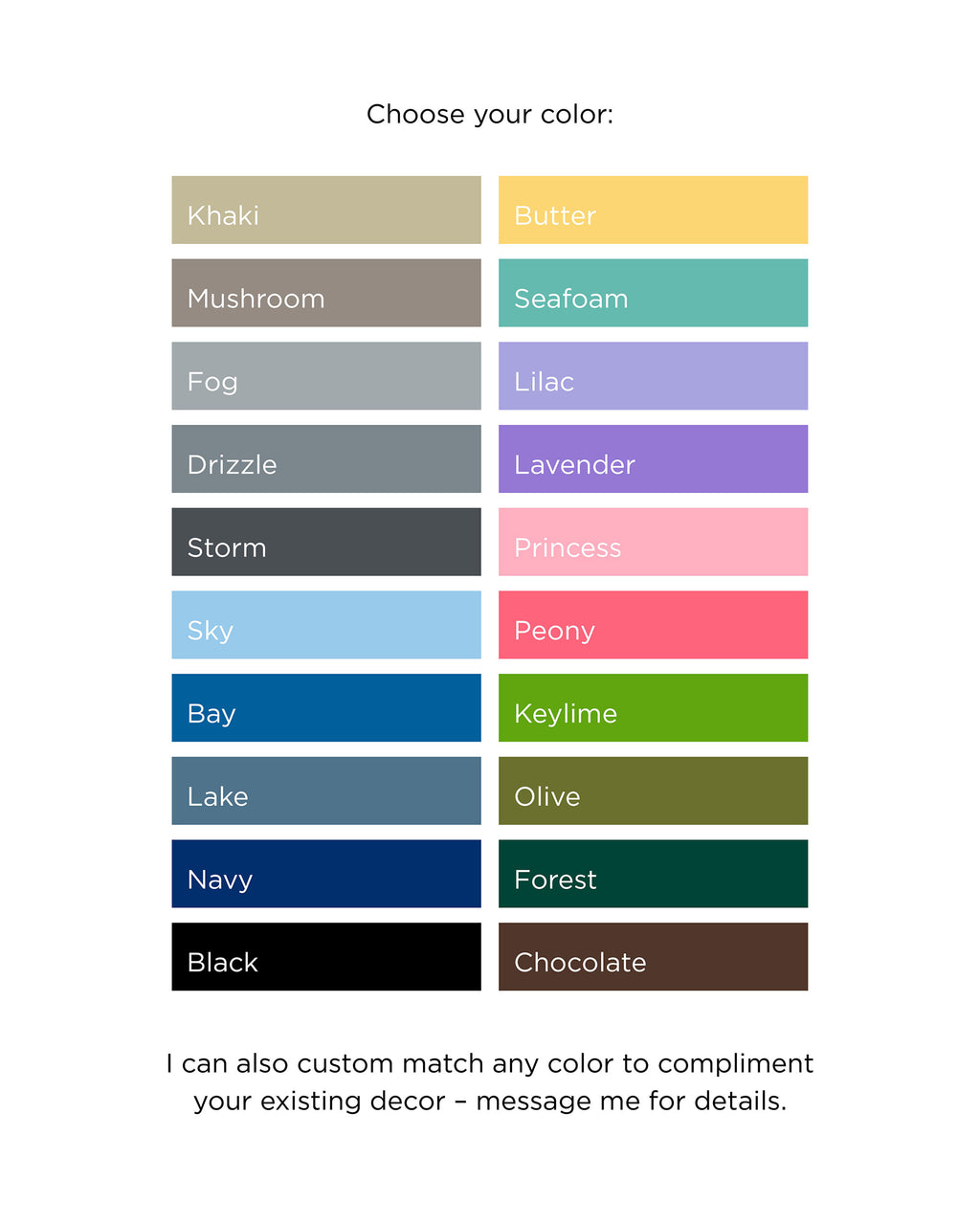 Cabin Life Word Art Print color options chart