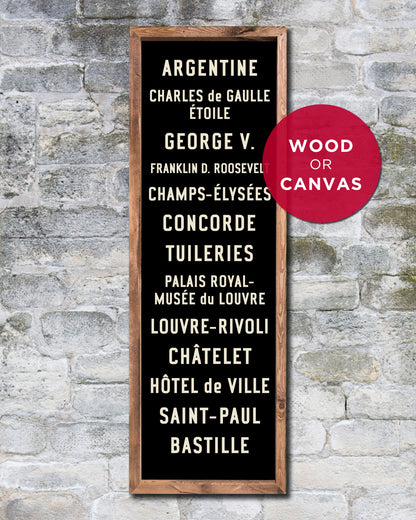 Paris Subway Sign on Wood or Canvas by Transit Design.