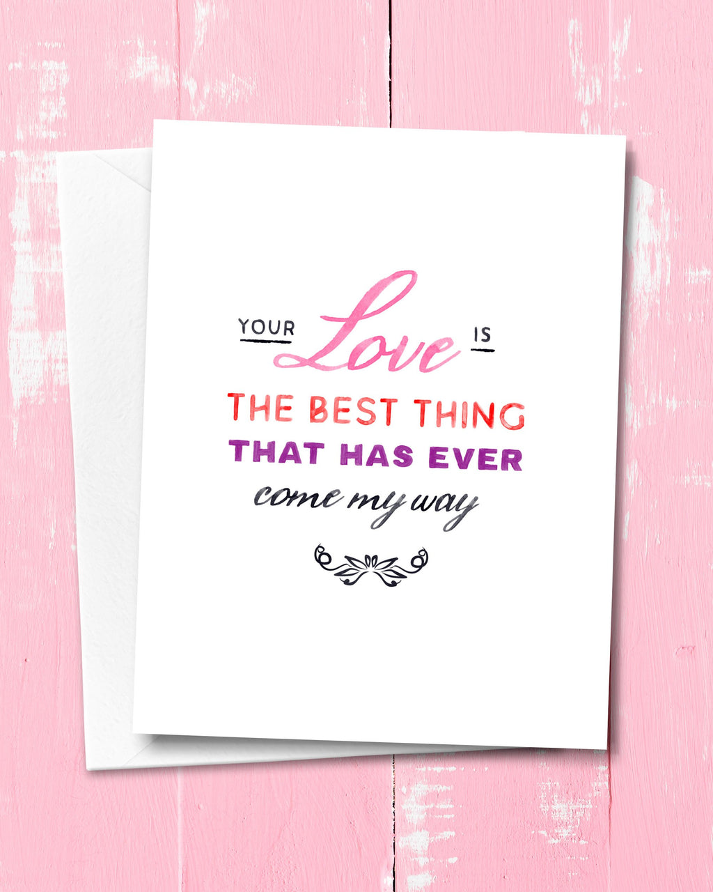 Script Valentines Card by Smirkantile. Love Card.
