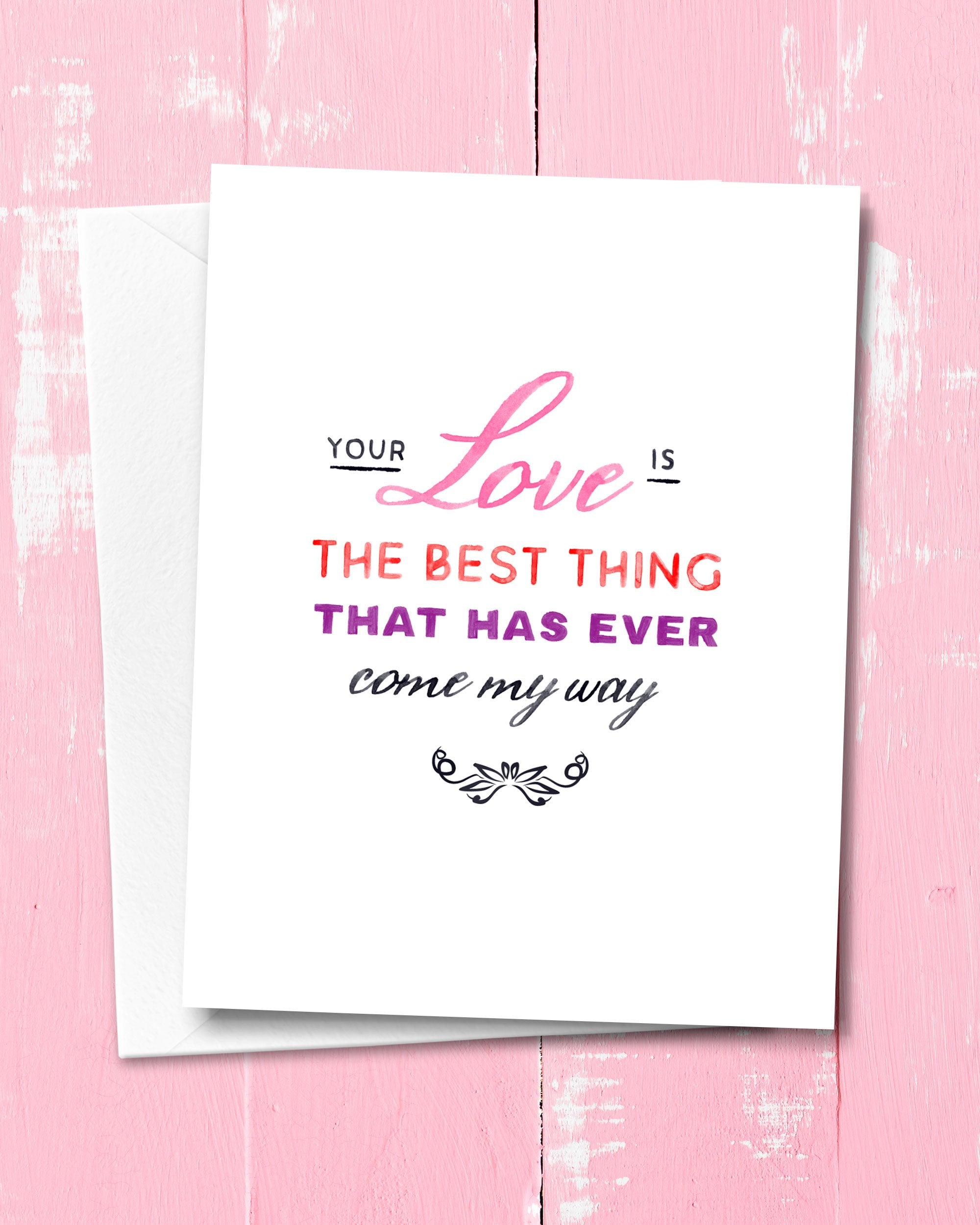 Script Valentines Card by Smirkantile. Love Card.