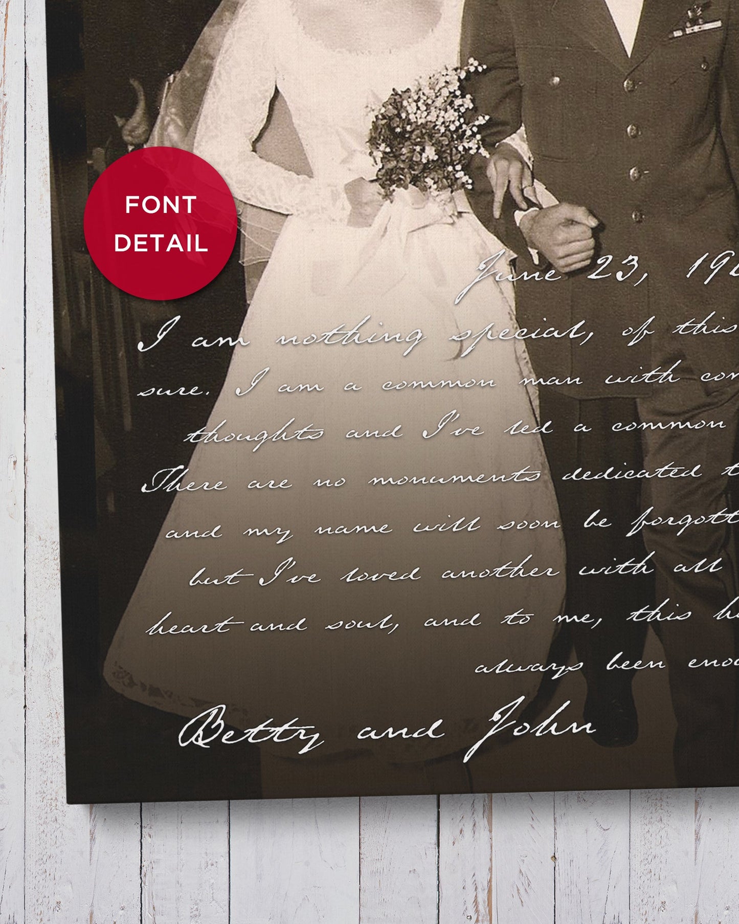 Detail of 50th Wedding Anniversary Photo Canvas - Transit Design