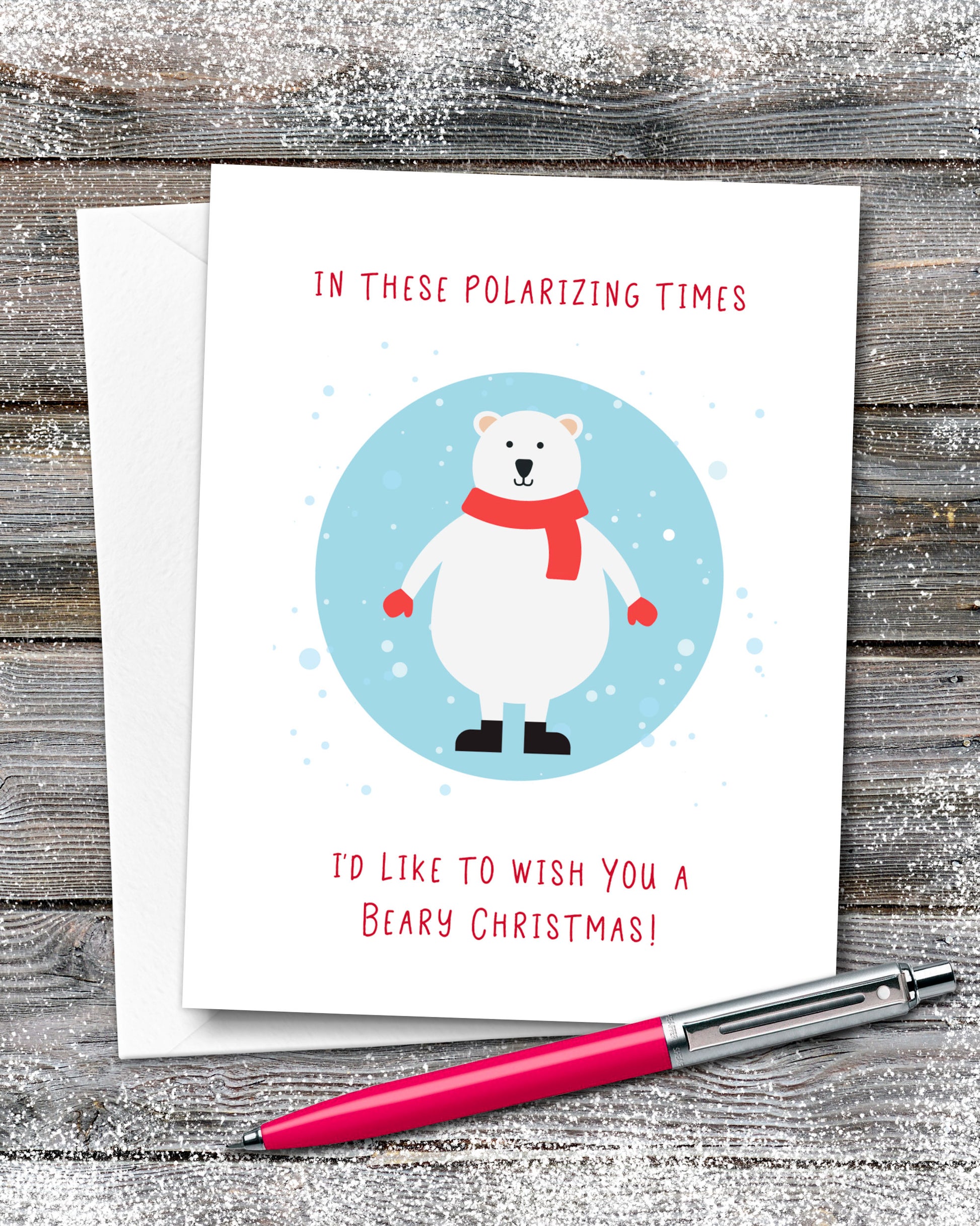 Polar Bear Christmas Card for Polarizing Times by Smirkantile