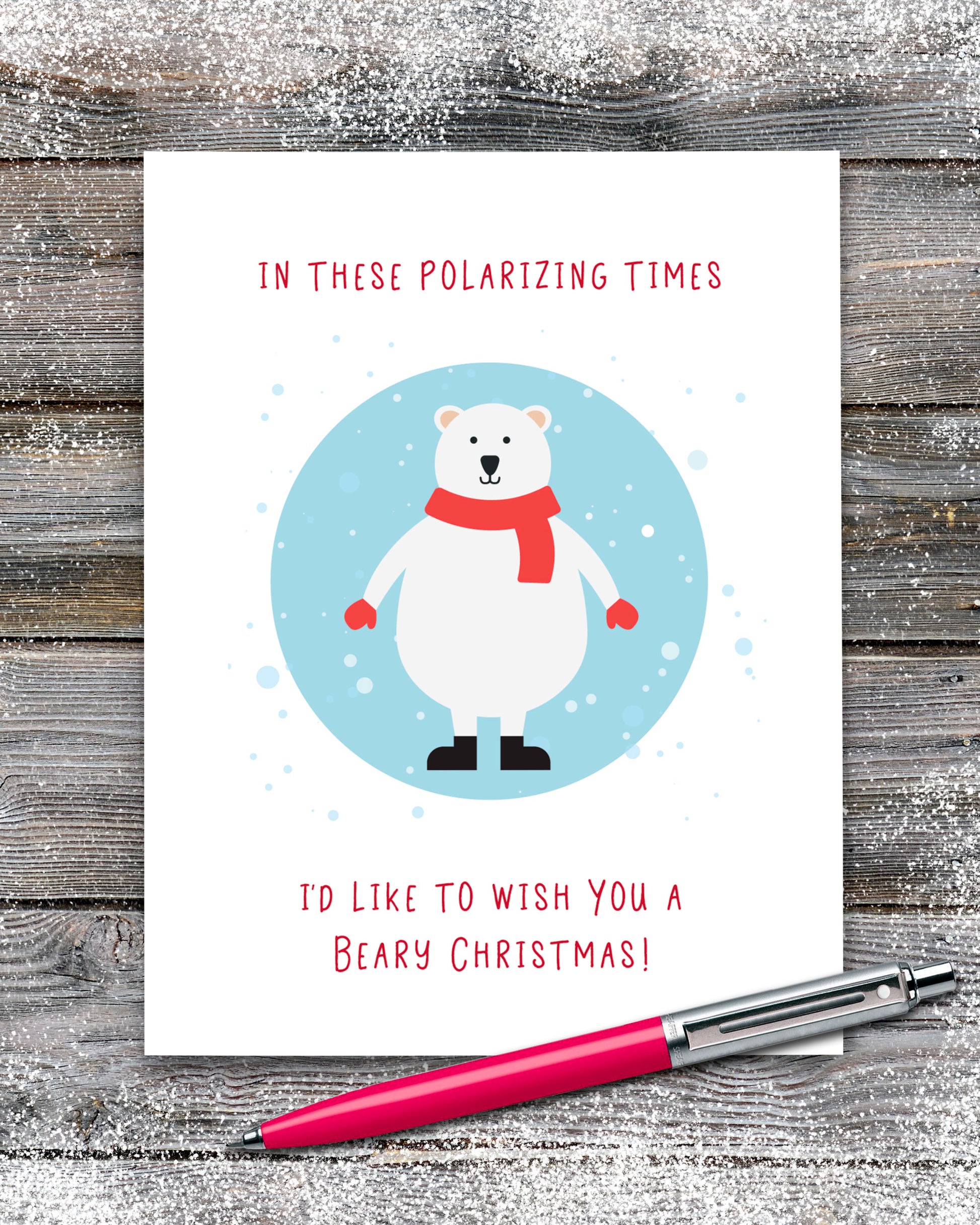 Polarizing Times Polar Bear Christmas Card by Smirkantile