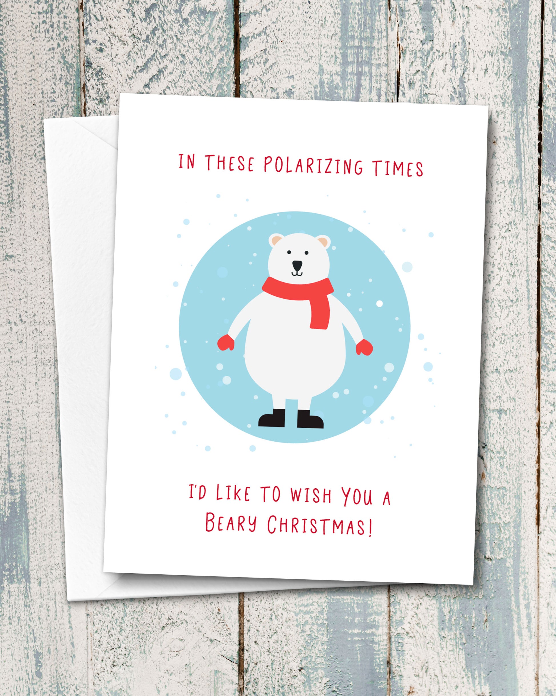 Beary Christmas Polar Bear Card for Polarizing Times, by Smirkantile
