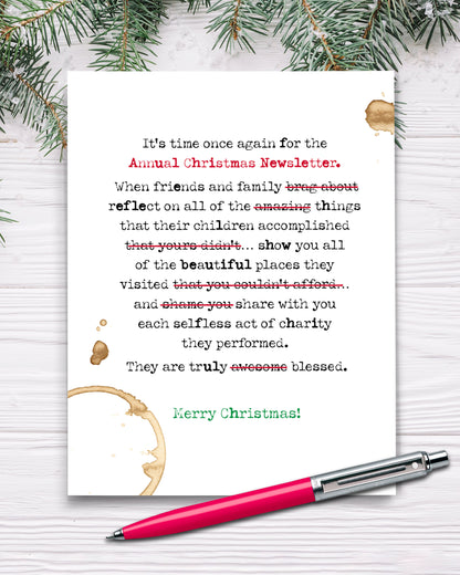 Funny Christmas Newsletter Card, Holiday Cards by Smirkantile