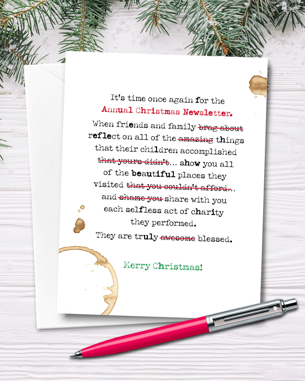 Humorous Christmas Cards by Smirkantile, Funny Christmas Newsletter
