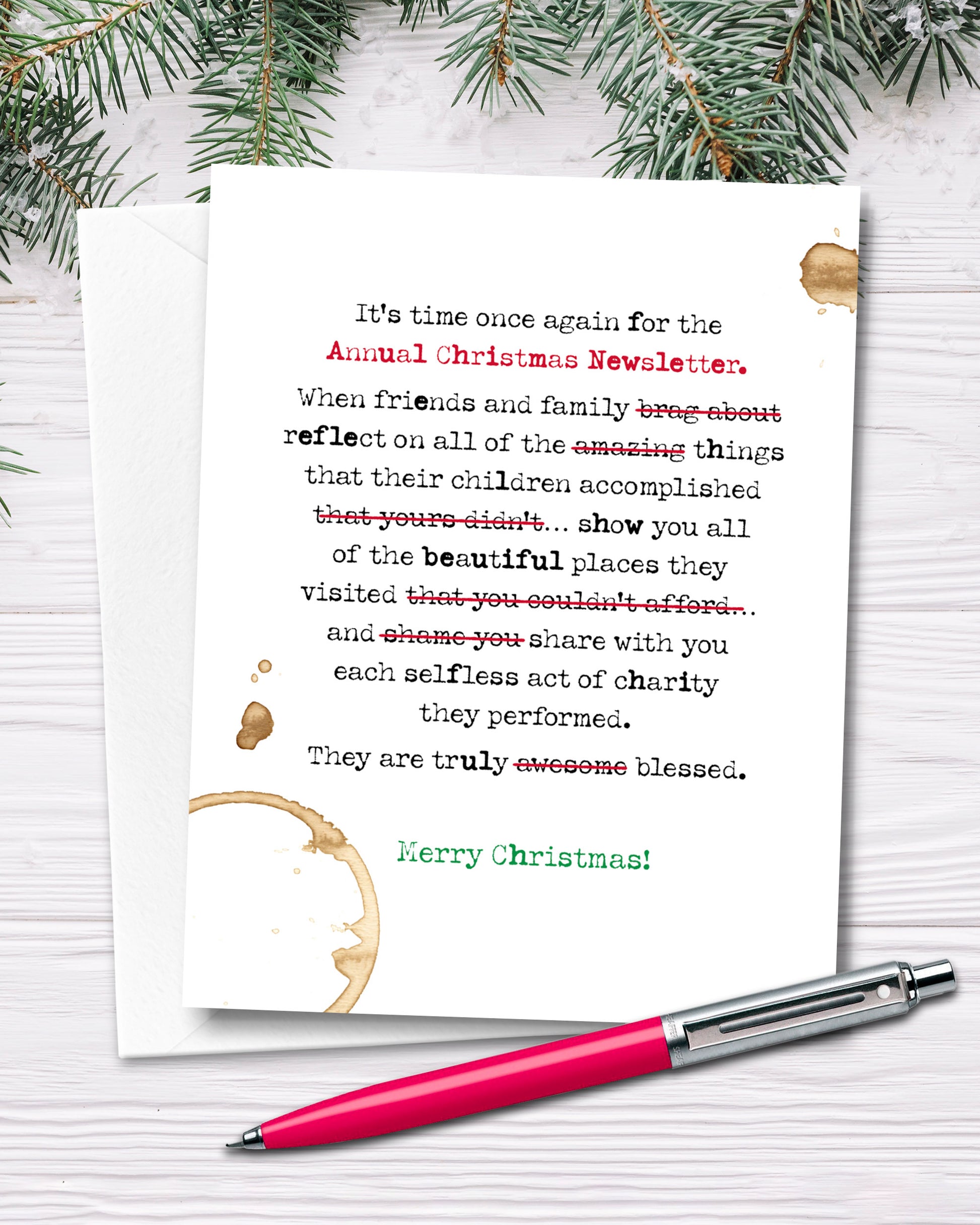 Humorous Christmas Cards by Smirkantile, Funny Christmas Newsletter