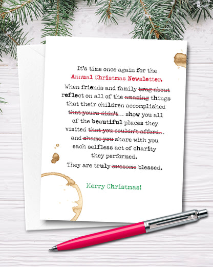 Humorous Christmas Cards by Smirkantile, Funny Christmas Newsletter