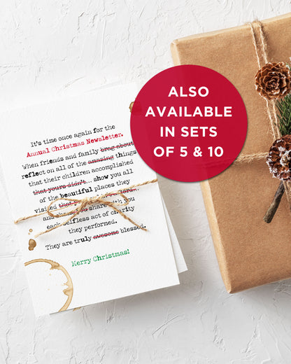 Humorous Christmas Newsletter Christmas Card Sets of 5 or 10