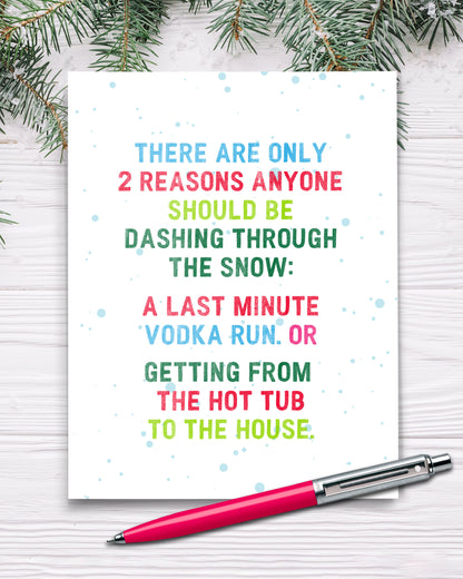 Hilarious Christmas Cards by Smirkantile, Dashing Through the Snow Christmas Card