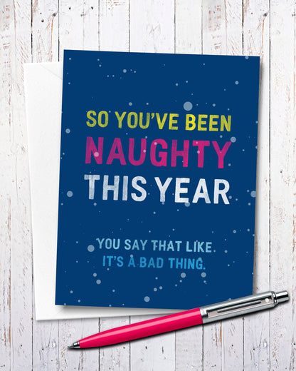 You've Been Naughty Christmas Card, Funny Holiday Cards by Smirkantile.
