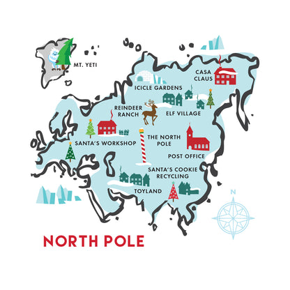 North Pole Map, Christmas Mug Detail by Smirkantile
