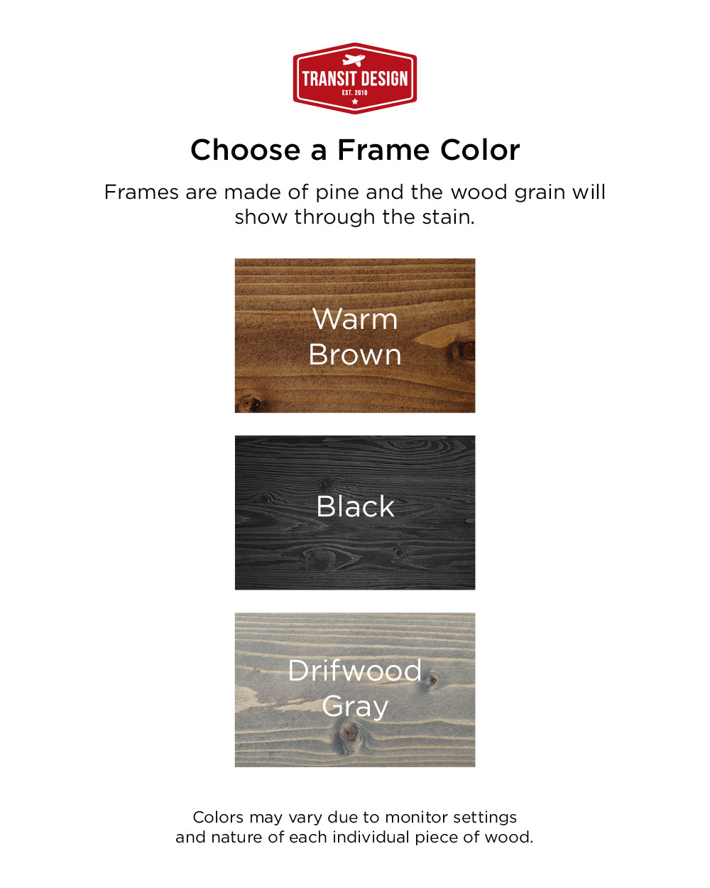 Farmhouse Signs by Transit Design, Frame Colors