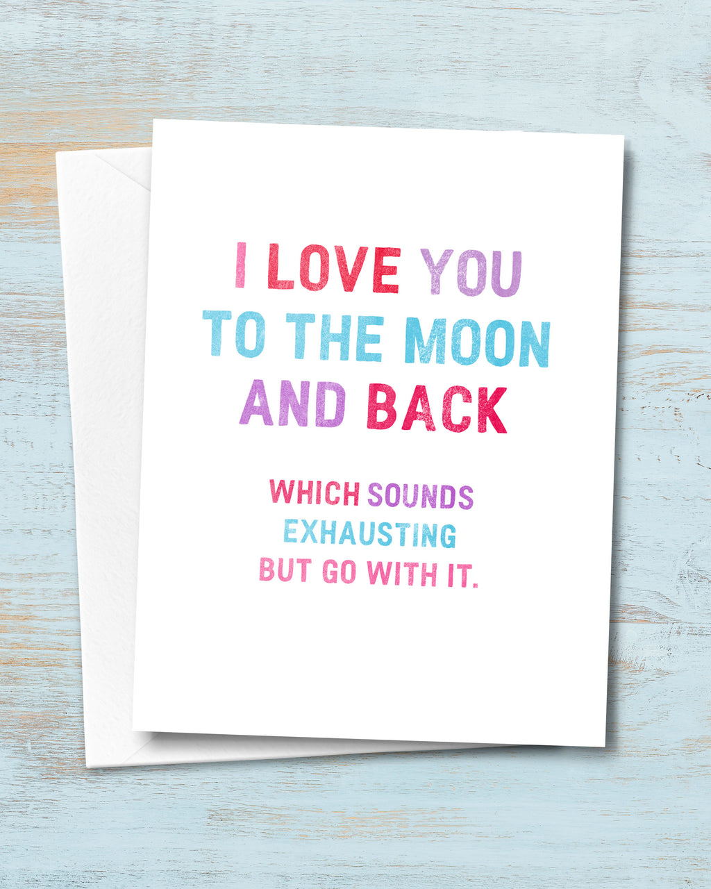 I Love You to the Moon Funny Valentines Card by Smirkantile.