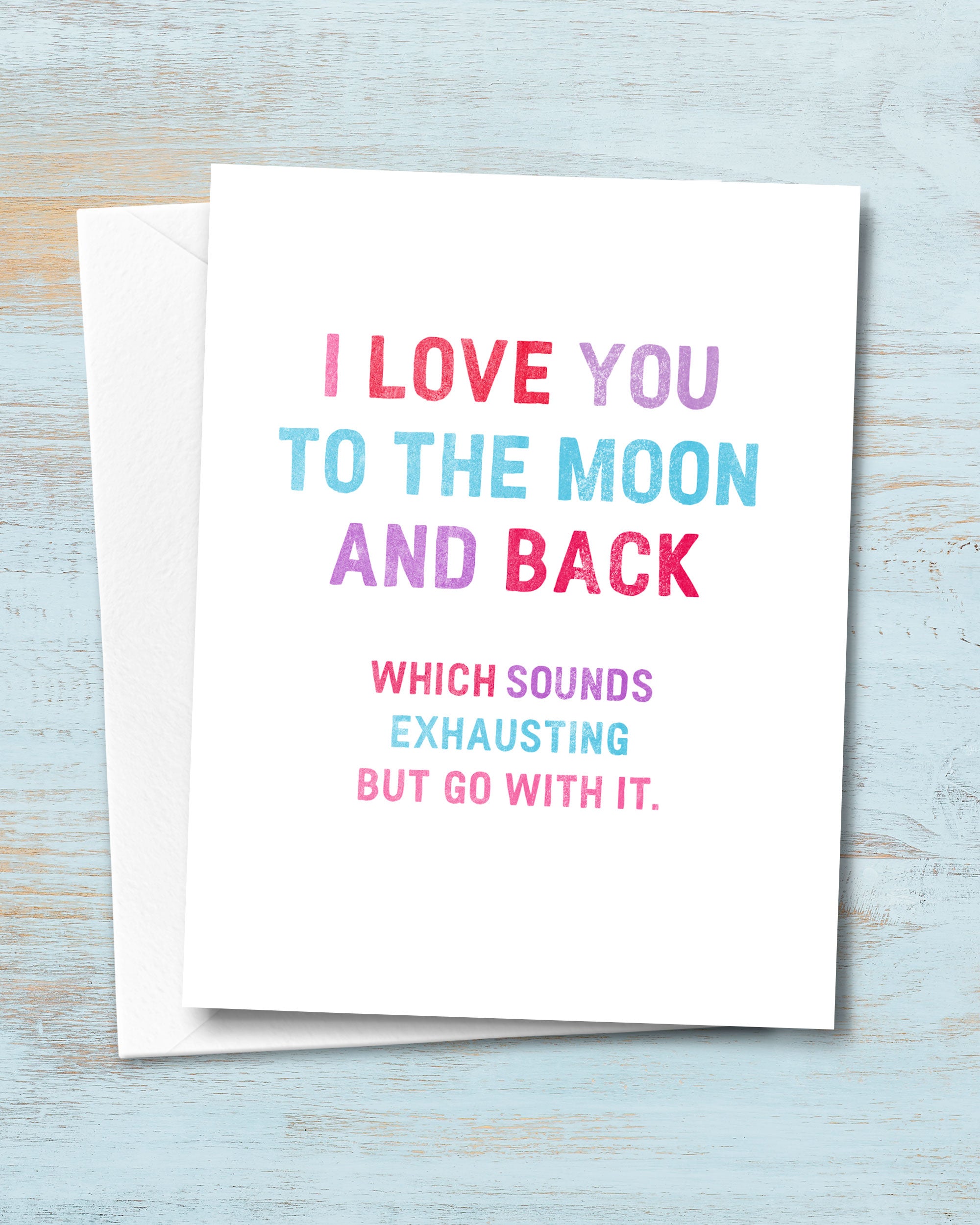 I Love You to the Moon Funny Valentines Card by Smirkantile.