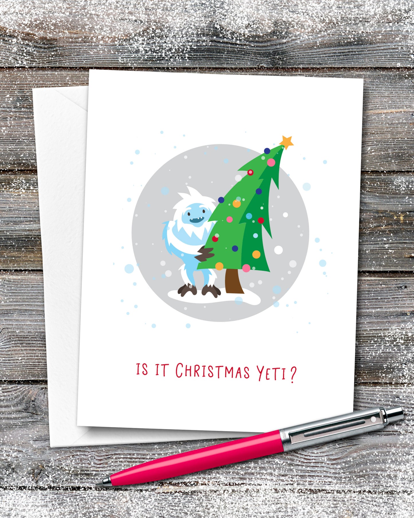 Yeti Christmas Card, Bigfoot, Abominable Snowman Card by Smirkantile