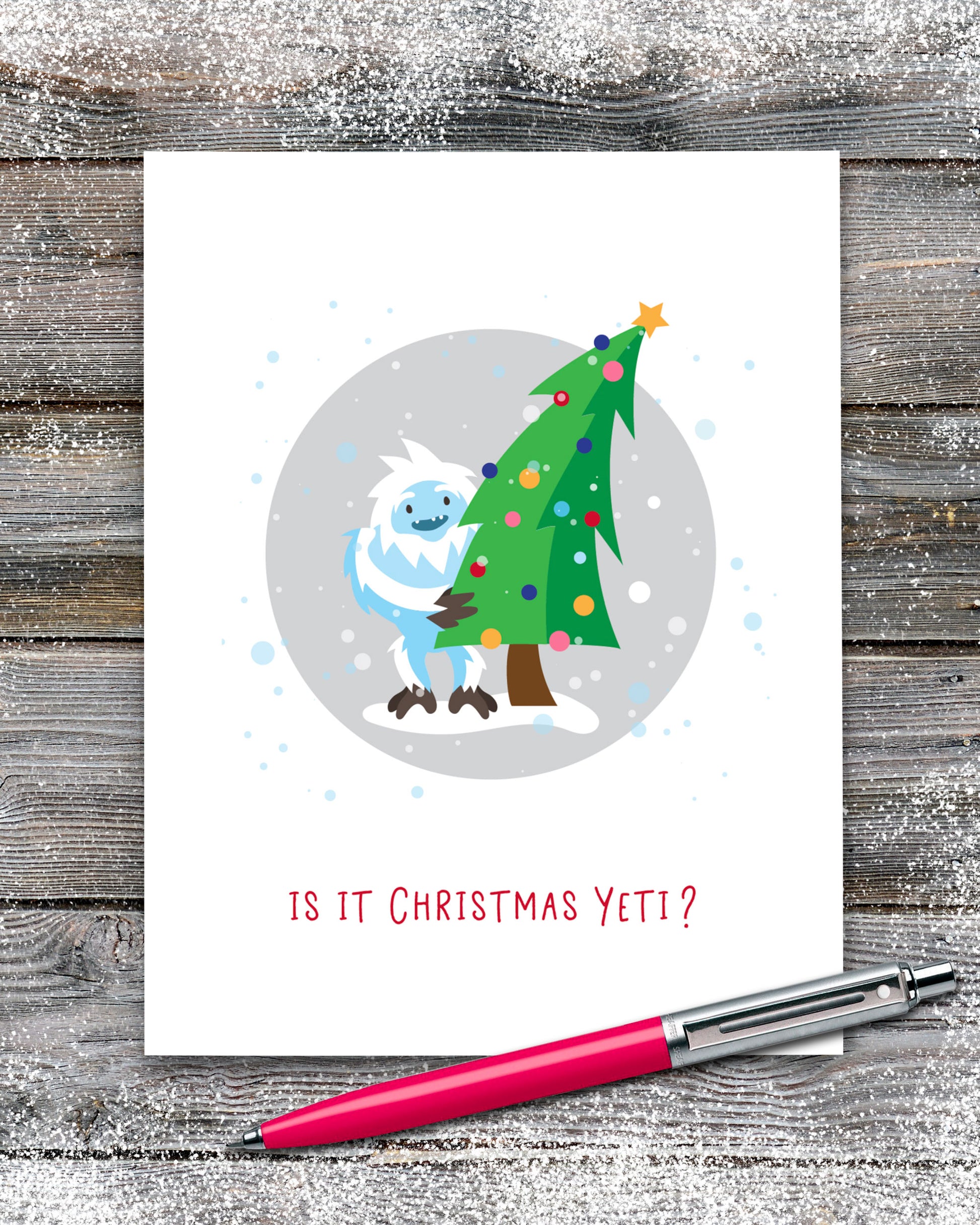 Yeti Christmas Card, Abominable Snowman Christmas Card by Smirkantile