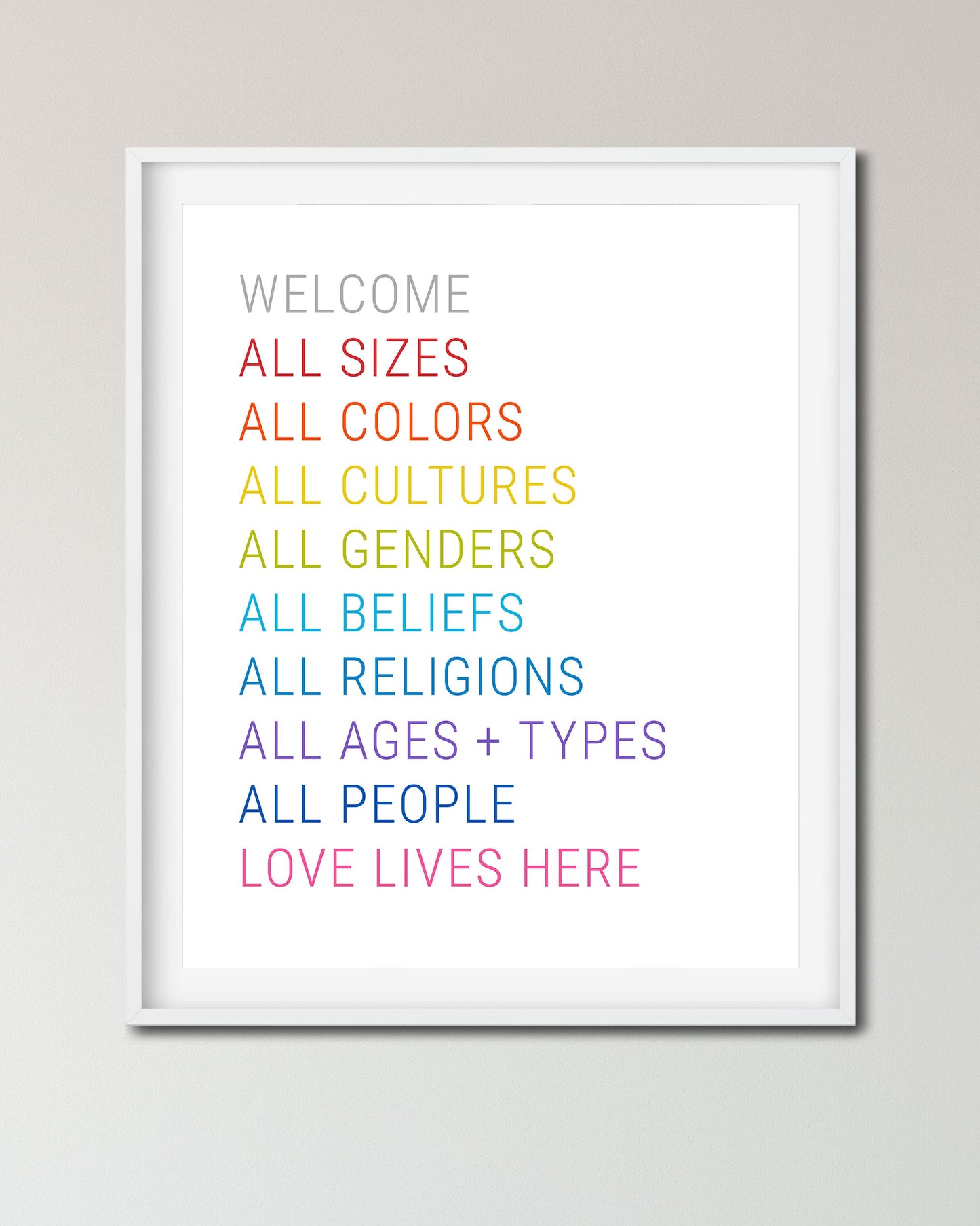 All Are Welcome Equality Print with rainbow colors - Transit Design