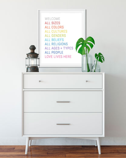 All Are Welcome Equality Poster Art Print - Transit Design