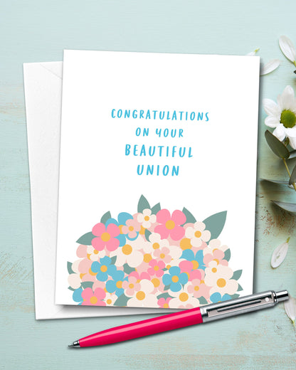 Beautiful Union Wedding Card with red pen - Transit Design - Smirkantile