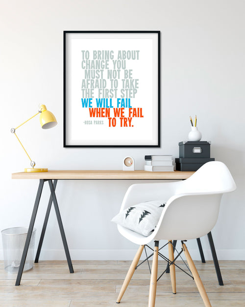 Bring About Change Rosa Parks Social Justice Poster above desk