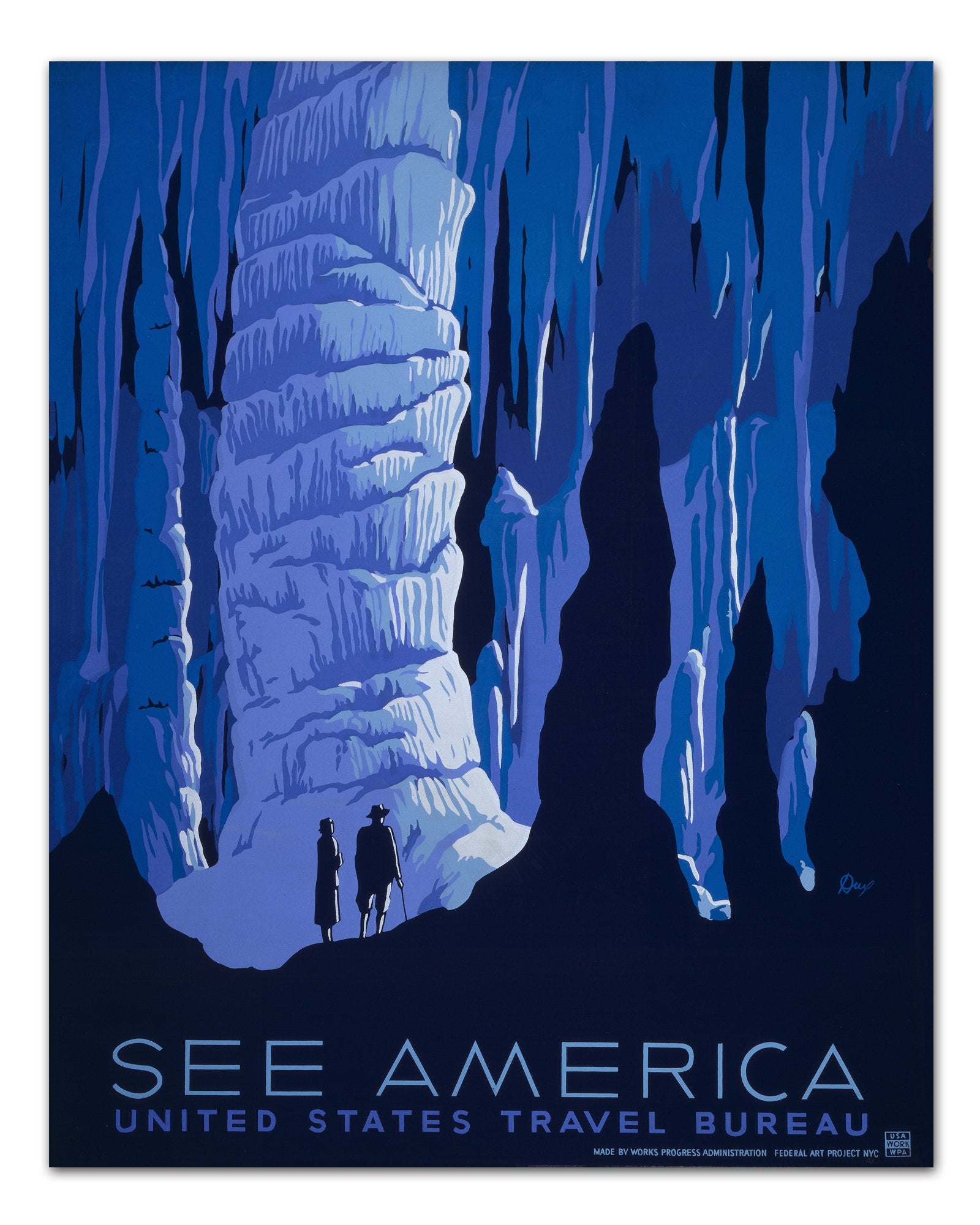 Vintage WPA Poster, See America, Carlsbad Caverns - Transit Design