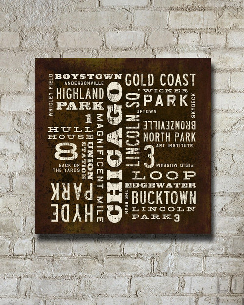 Chicago City Art Canvas, personalized travel art