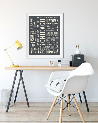 Chicago Word Art Modern Graphic Print - Transit Design