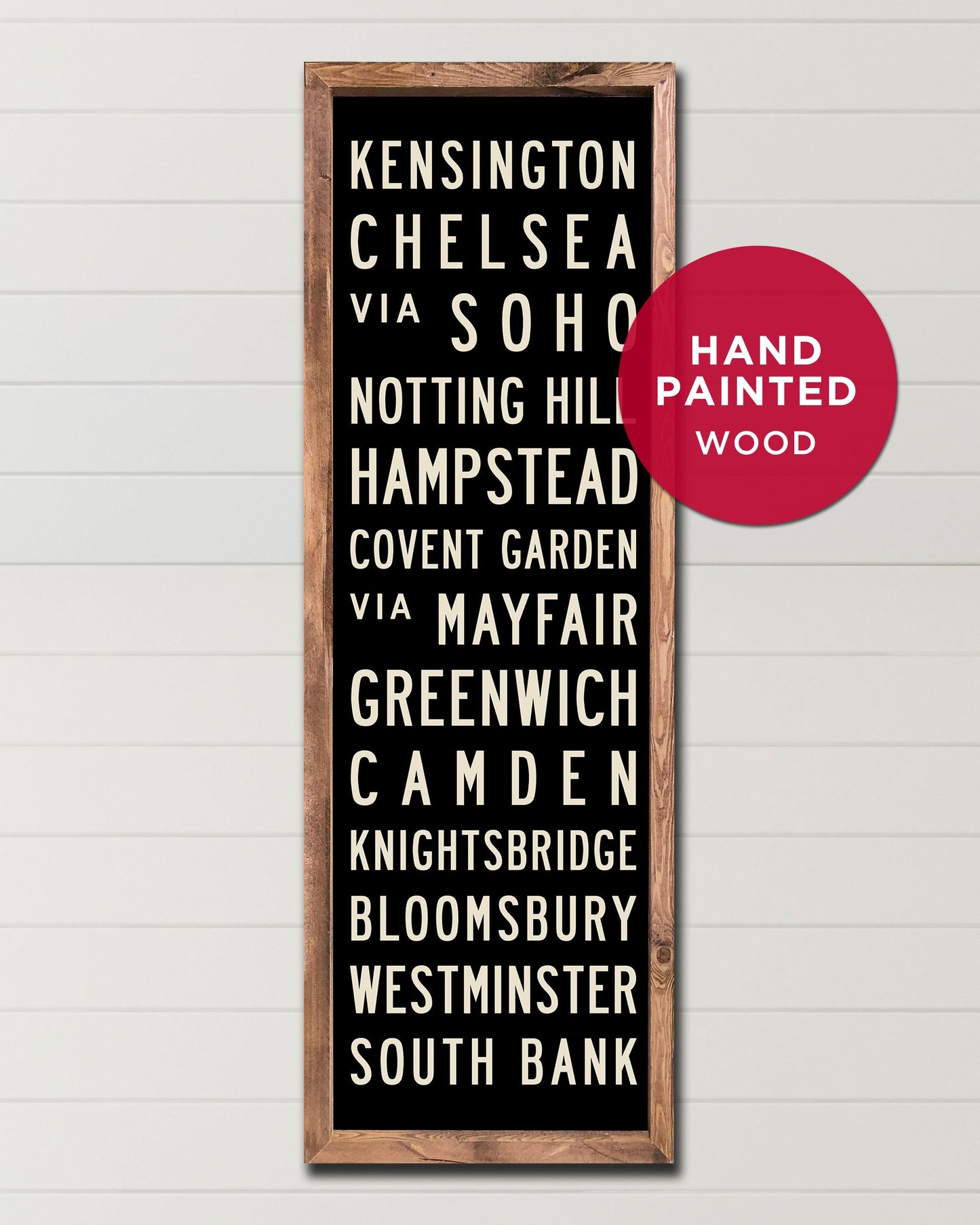Wooden London Subway Art, Choose Any 12x36 Wood Subway Sign - Transit Design