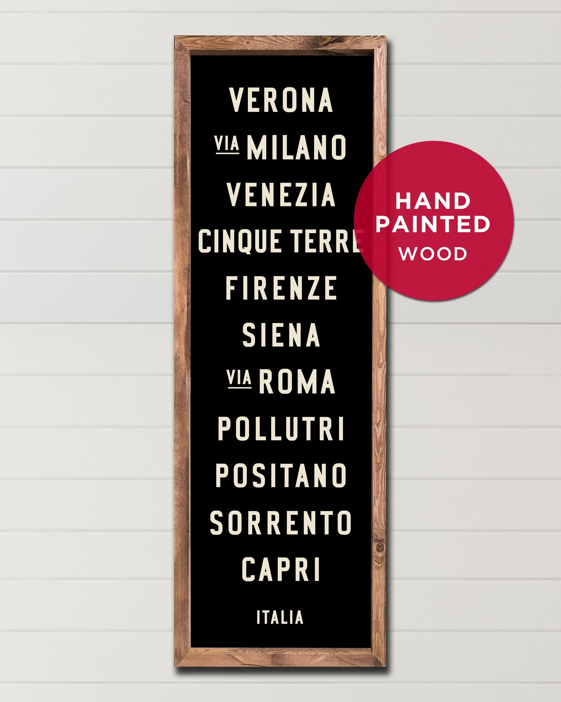 Rustic Wood Italian Subway Sign, Choose Any 12x36 Wood Subway Art - Transit Design