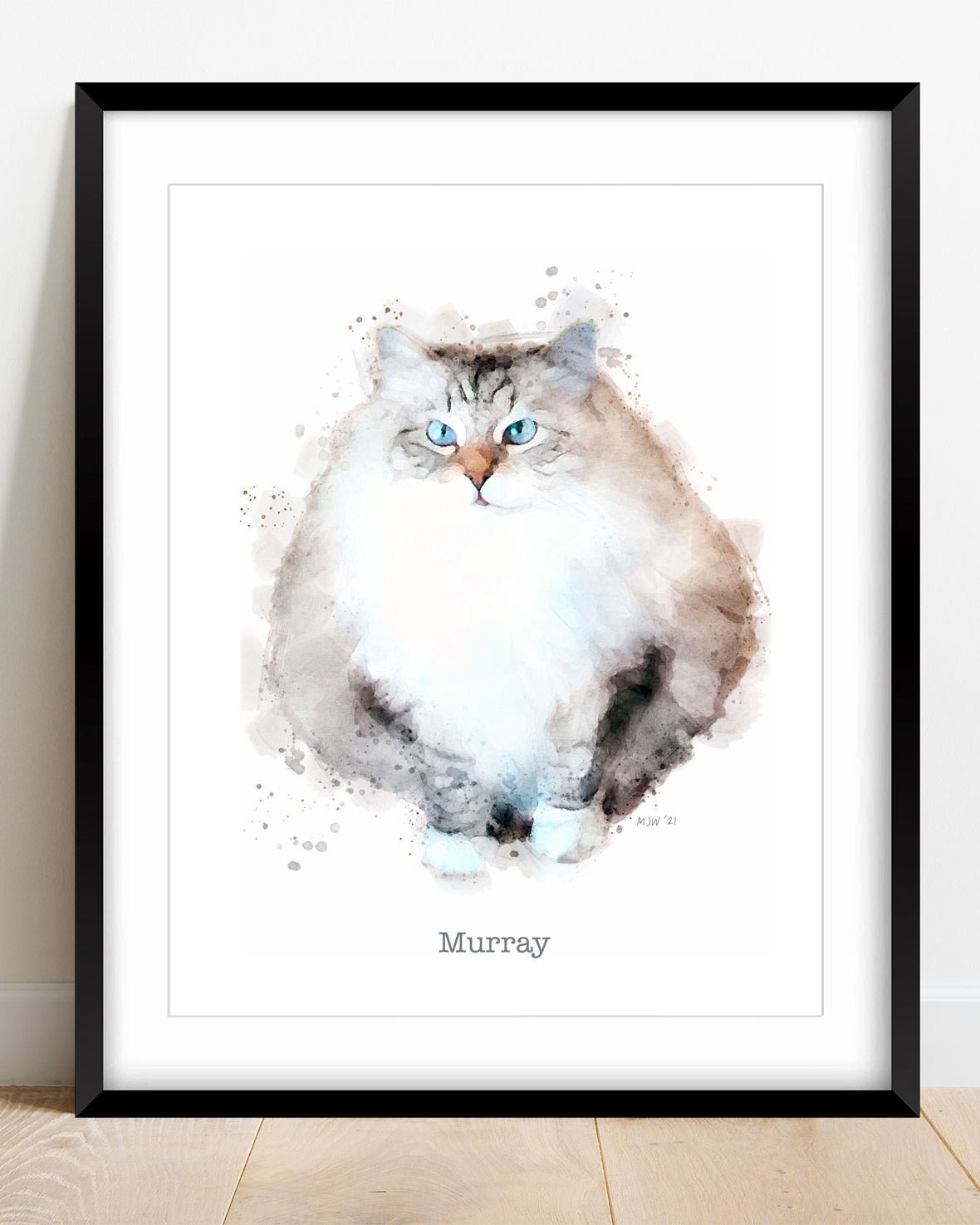 Custom watercolor Cat Portrait - Transit Design