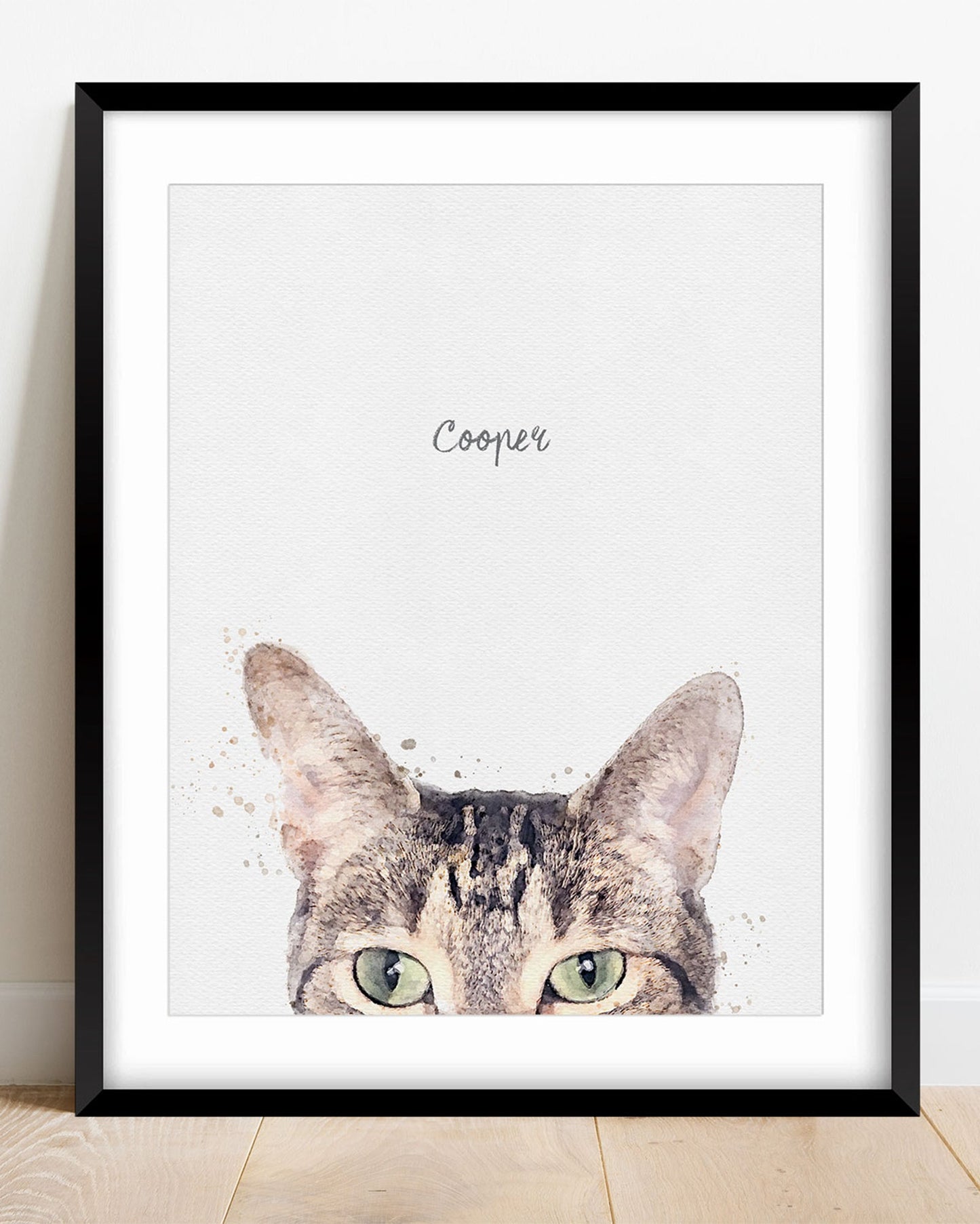 Custom Cat Portrait with cat peeking, pet art - Transit Design