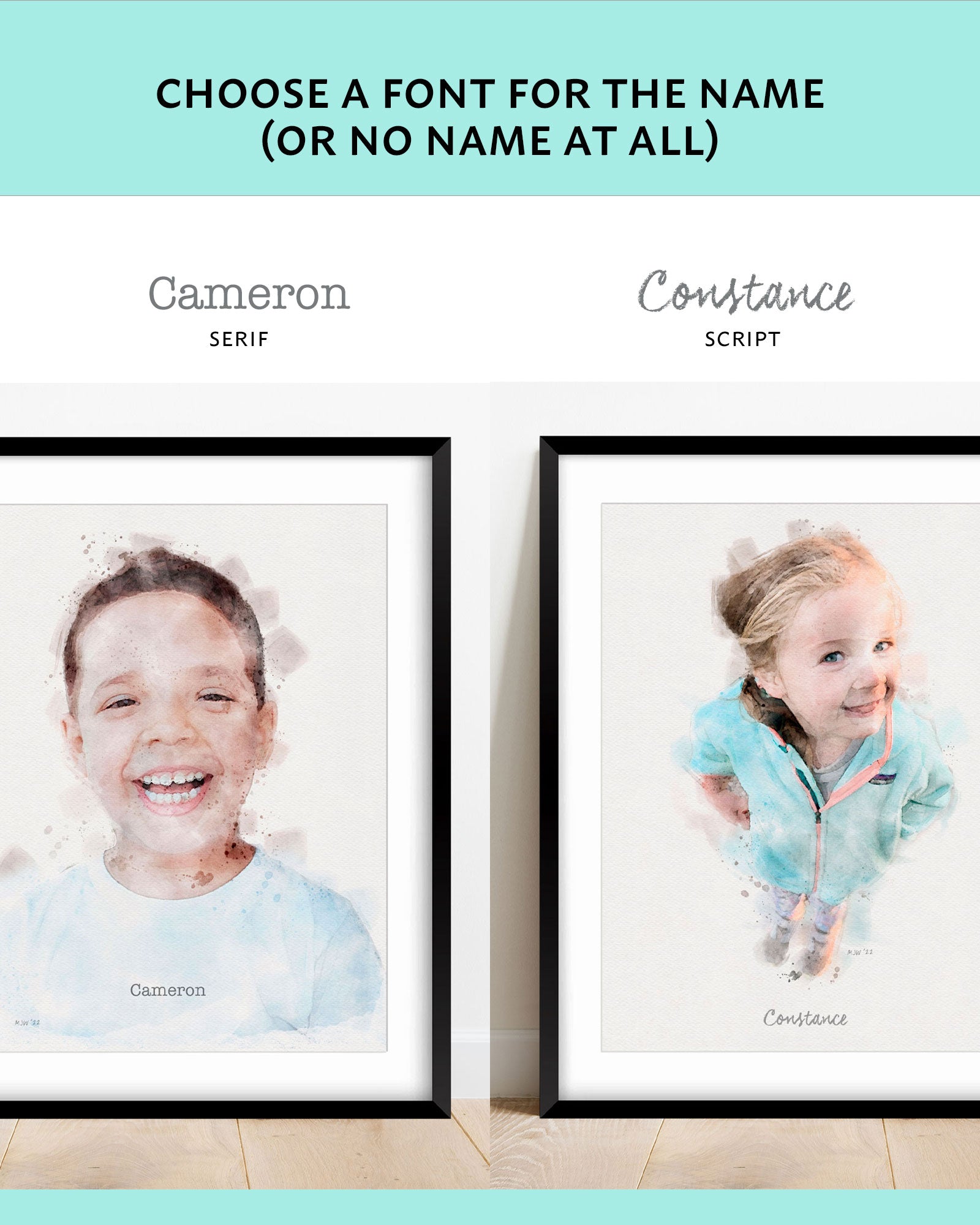 Font Choices for Custom Children's Portrait - Transit Design