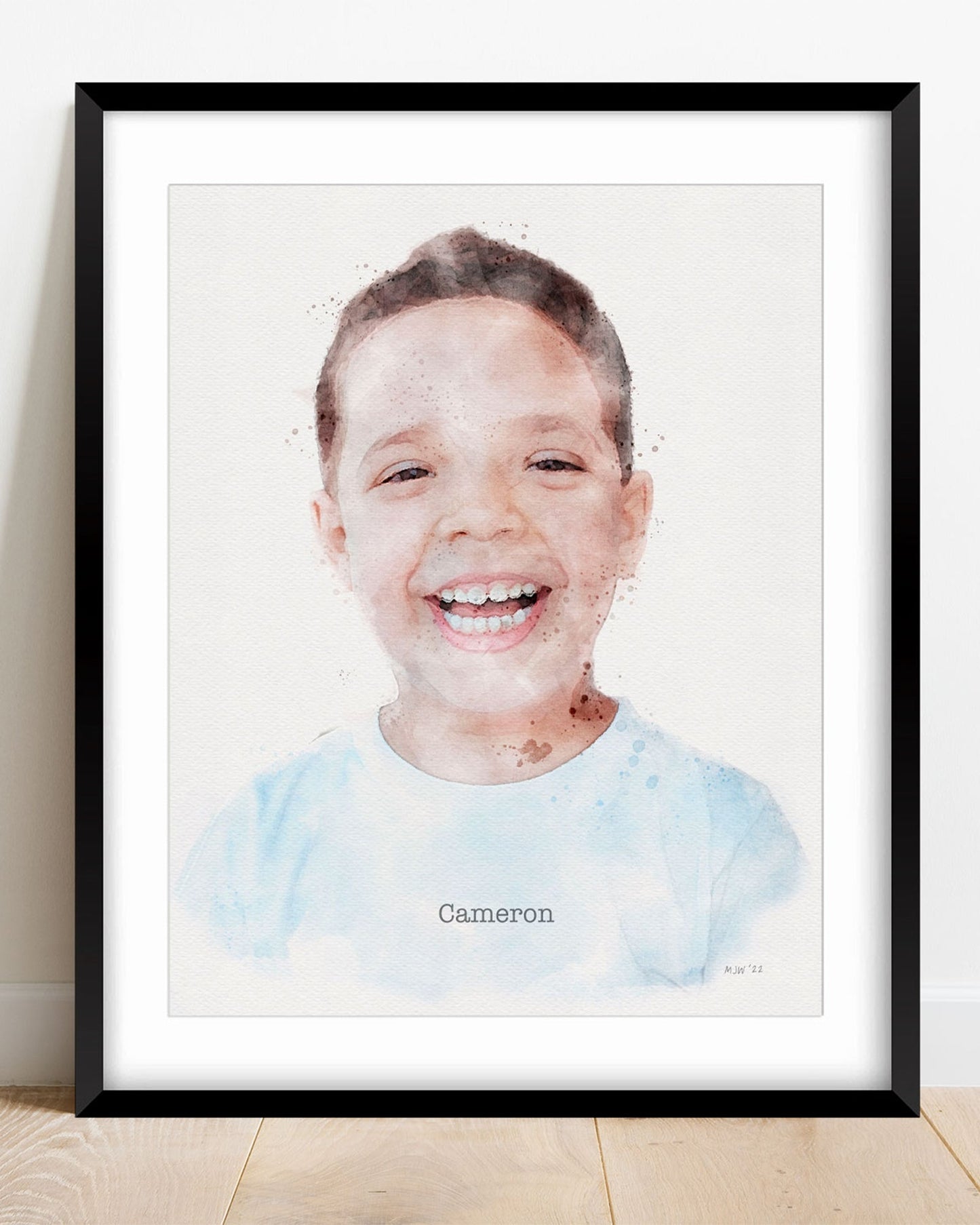 Custom Watercolor Children's Portrait of boy - Transit Design