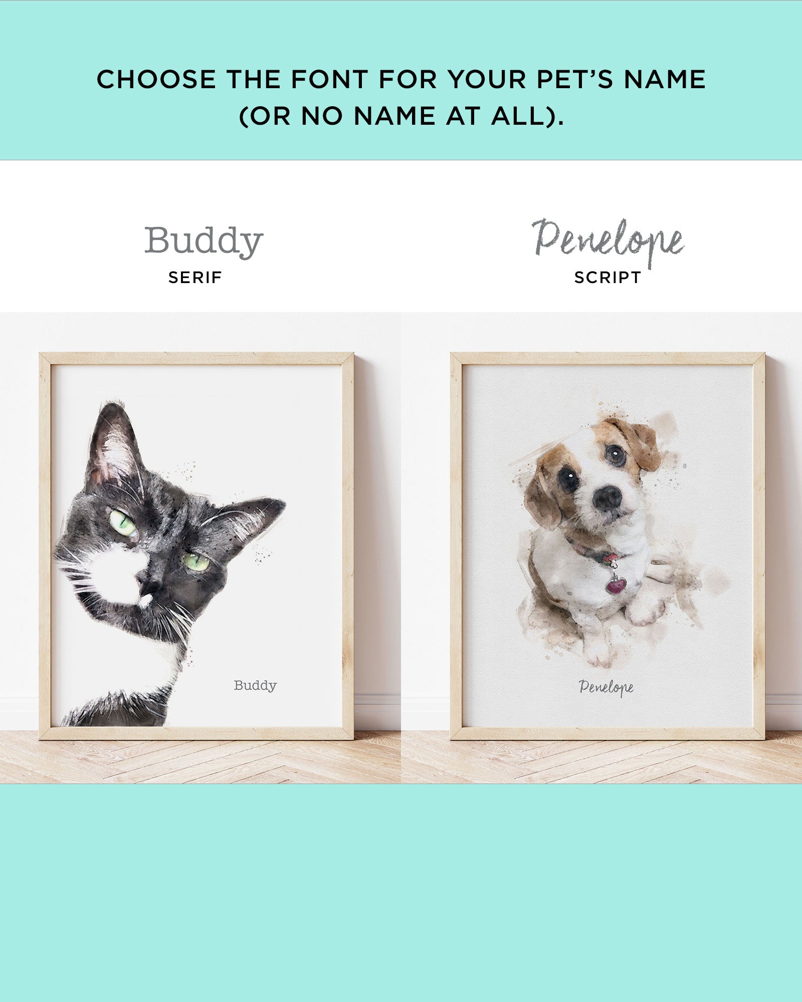 Examples of Custom Cat Portrait and Custom Dog Portrait - Transit Design 