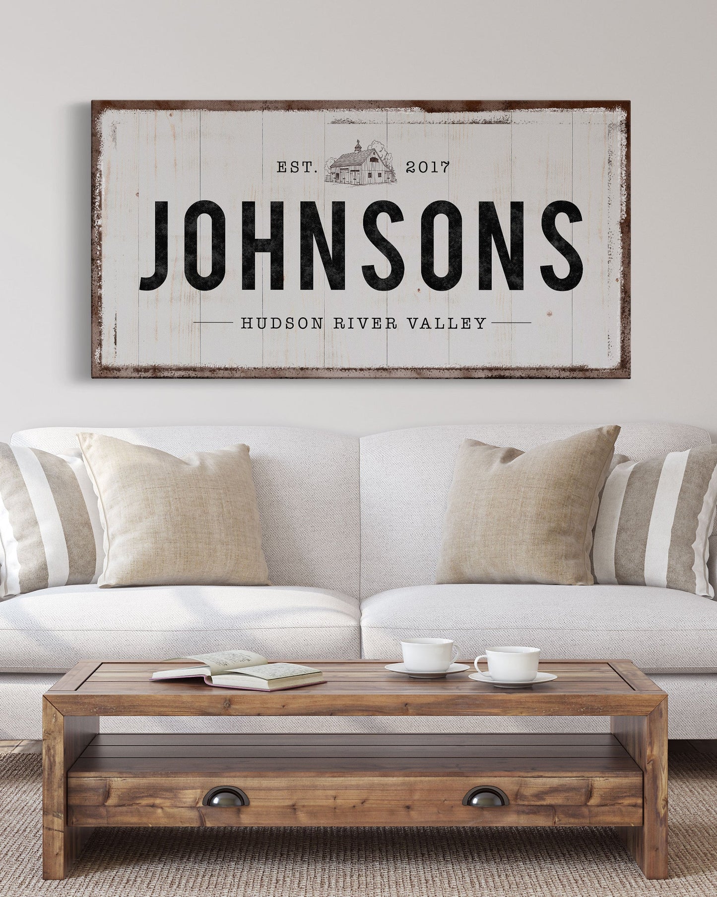 Custom Family Sign with Year Established, Farmhouse Style Wall Art - Transit Design