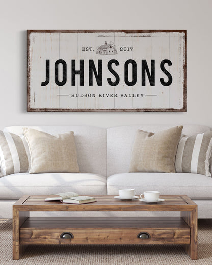 Custom Family Sign with Year Established, Farmhouse Style Wall Art - Transit Design