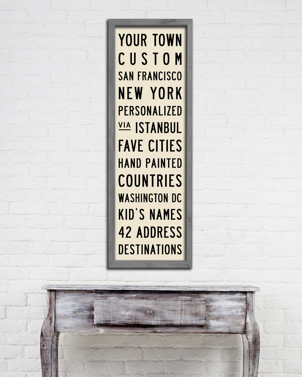 Personalized Wooden Subway Sign with your own list of places