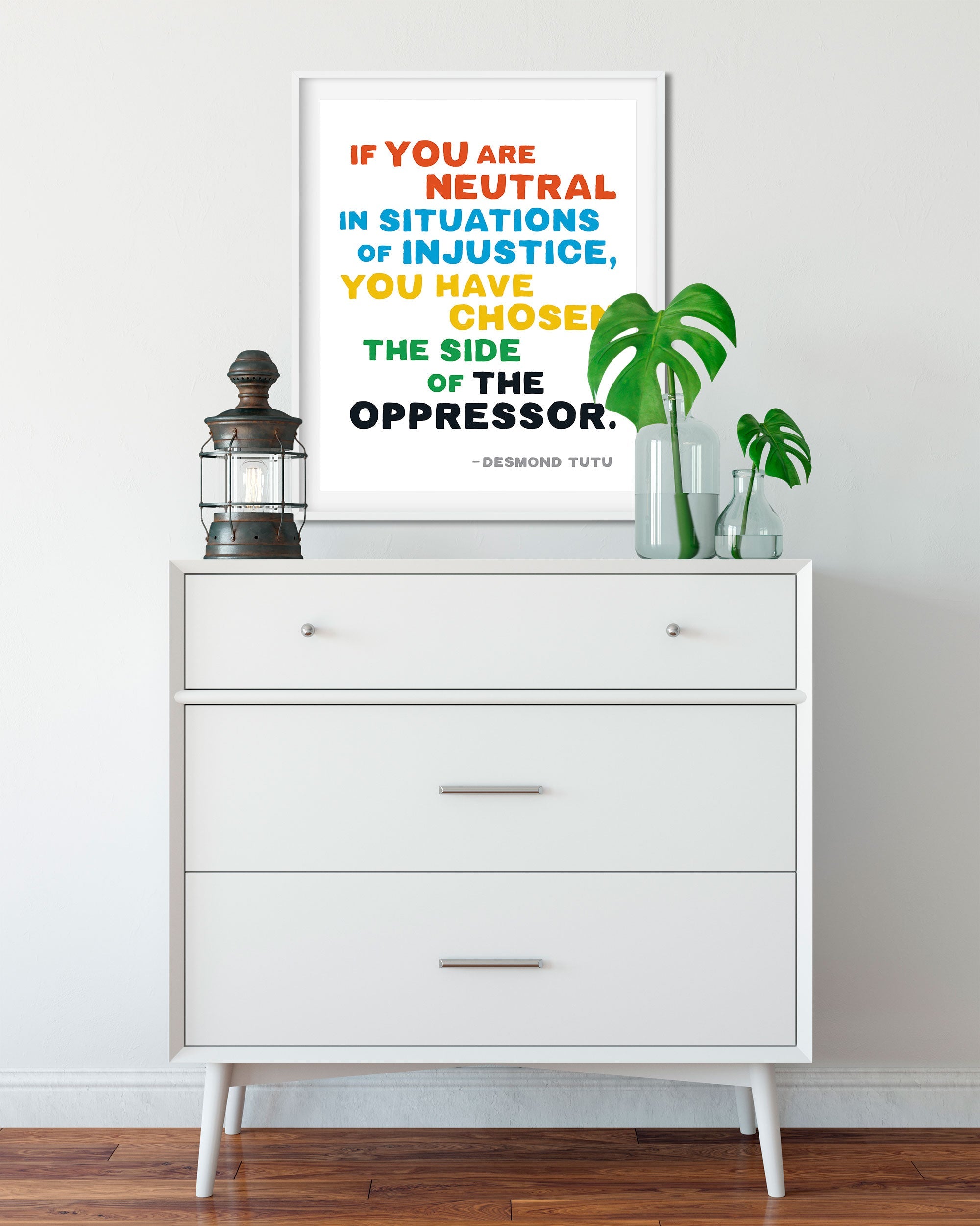 Desmond Tutu Racial Justice Poster art for dorm room - Transit Design