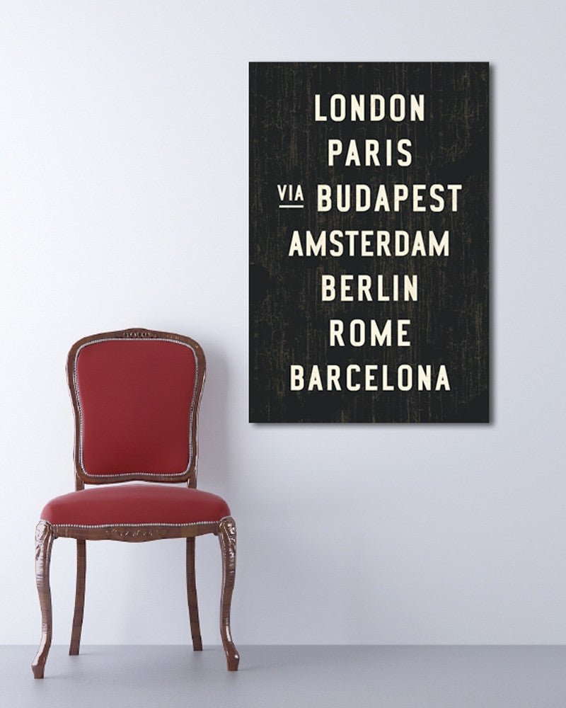 European Cities Subway Sign, canvas wall art - Transit Design