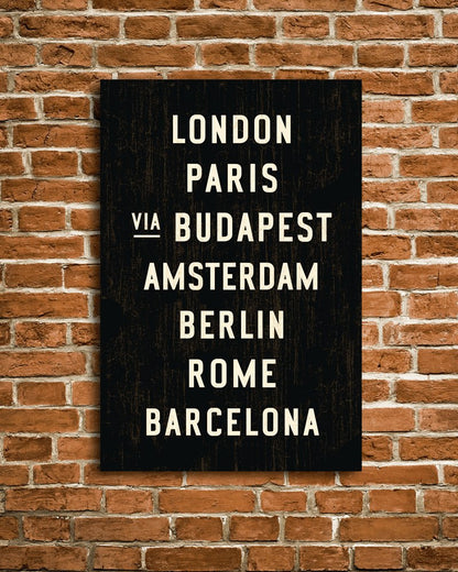 European Cities Transit Sign, travel art - Transit Design