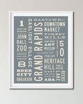 Grand Rapids, Michigan Word Art, Travel Art Print - Transit Design
