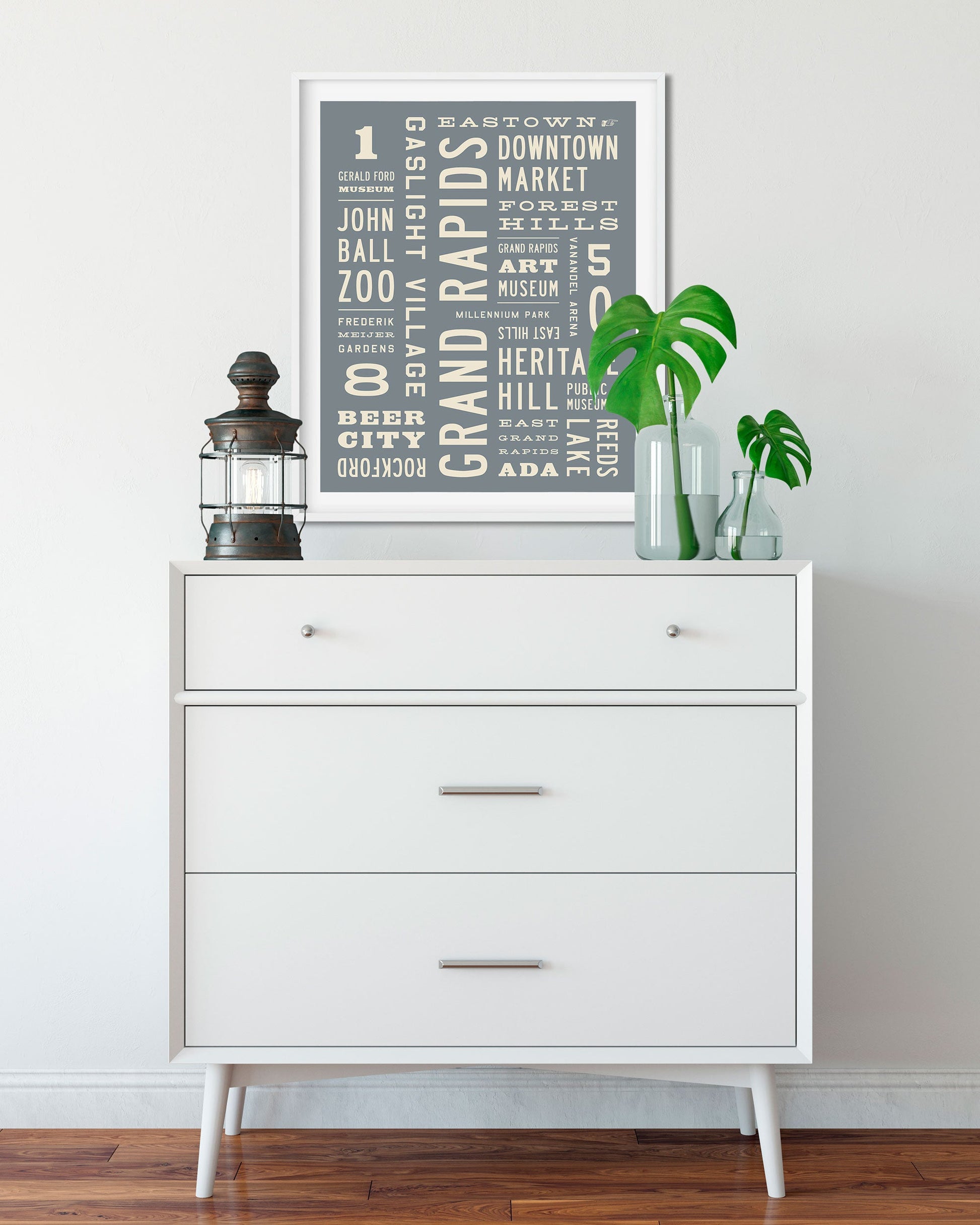 Modern Word Art Print of Grand Rapids - Transit Design