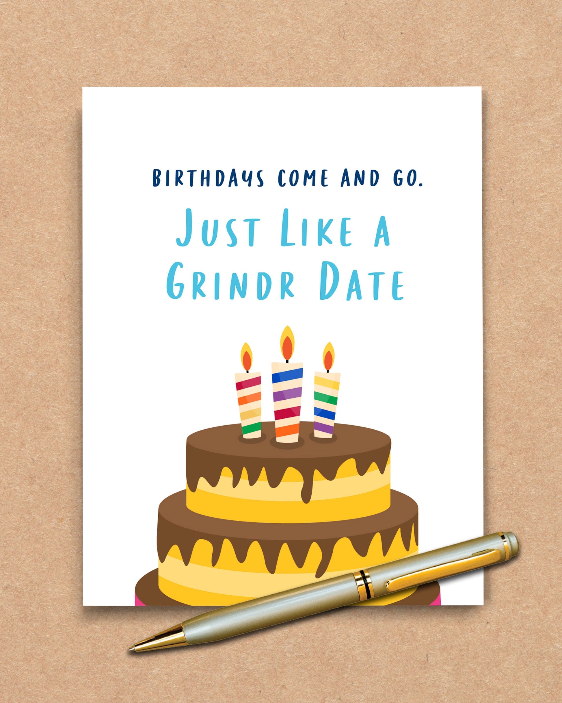 Grindr Date Birthday Card, Birthday Card for gay friend - Transit Design - Smirkantile
