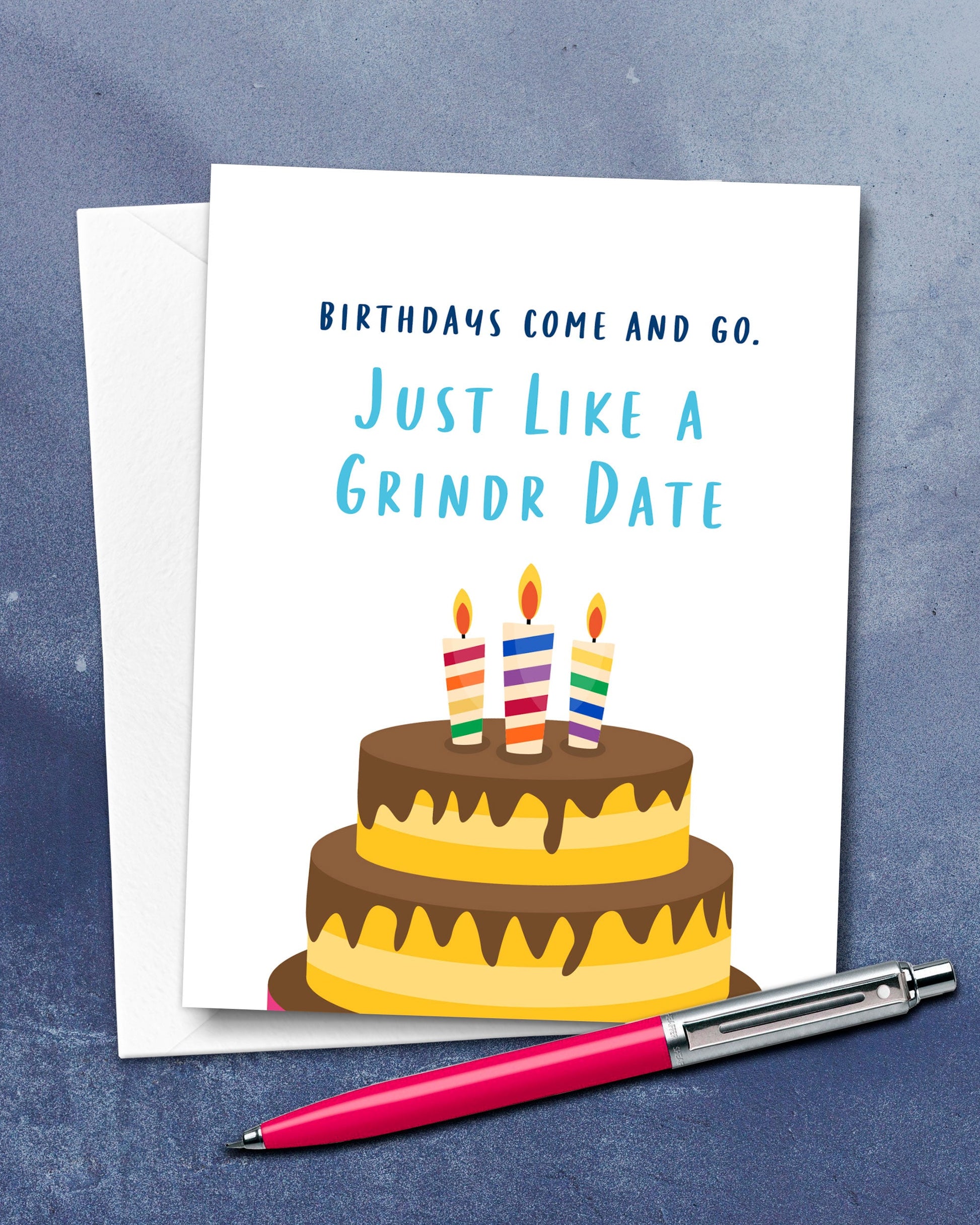 Funny Grindr Date Birthday Card, Gay Birthday - Transit Design - Smirkantile