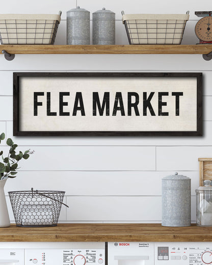 Wood Flea Market Sign, handmade decorative wall sign - Transit Design